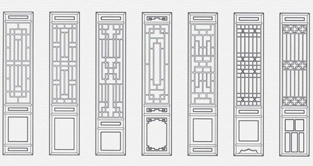 金寨常用中式仿古花窗图案隔断设计图